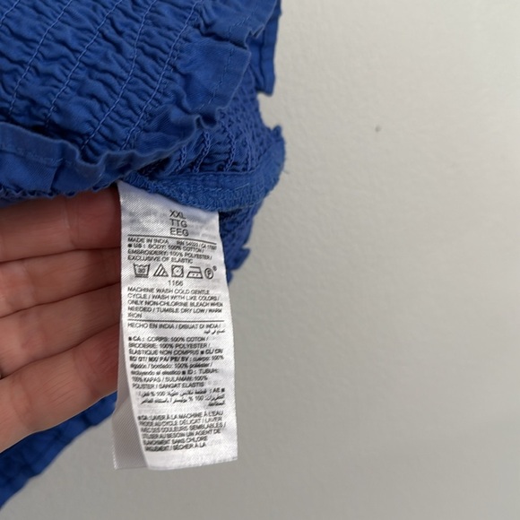 Old Navy Womens Fitted Ruffle-Strap Smocked Cropped Top blue Size XXL - Picture 4 of 5